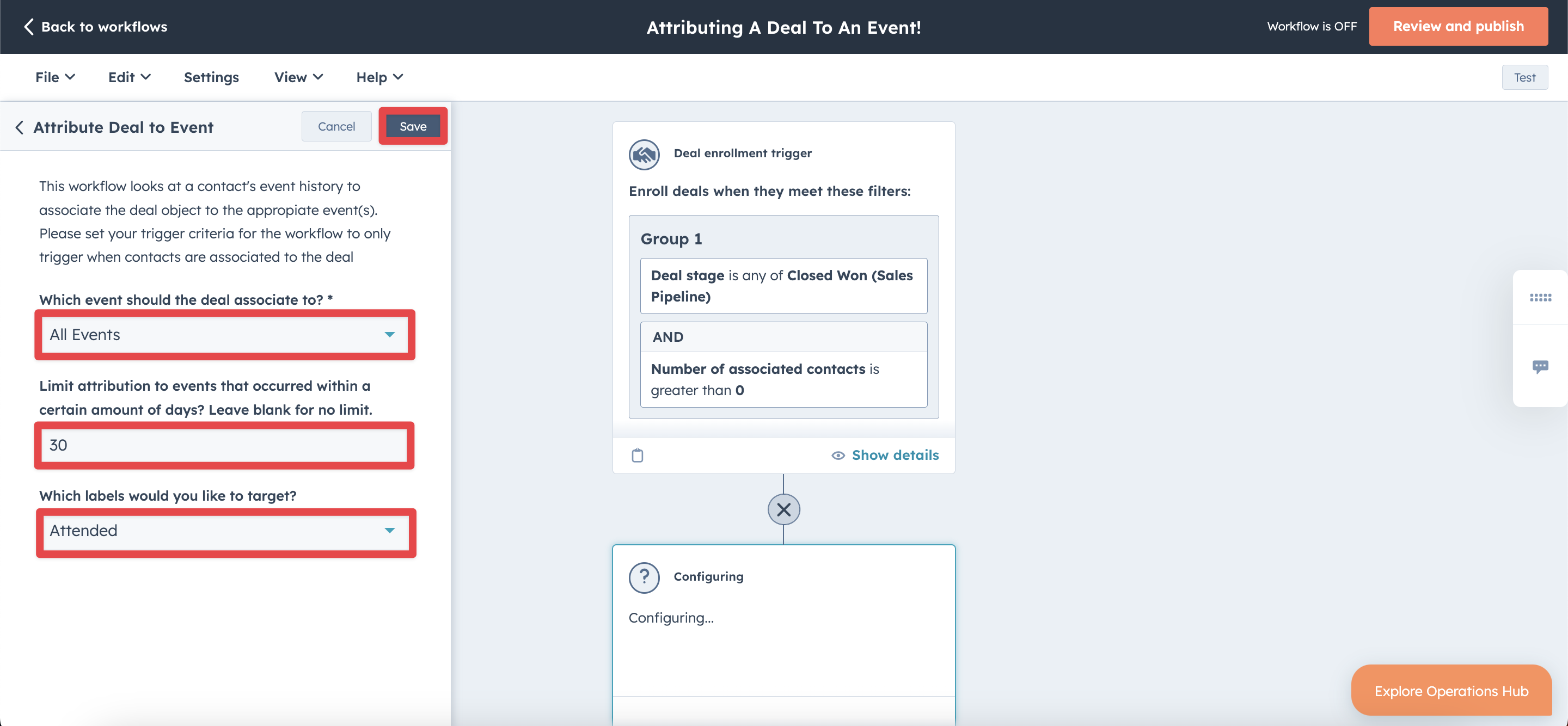 How to automatically associate a deal with an event in HubSpot